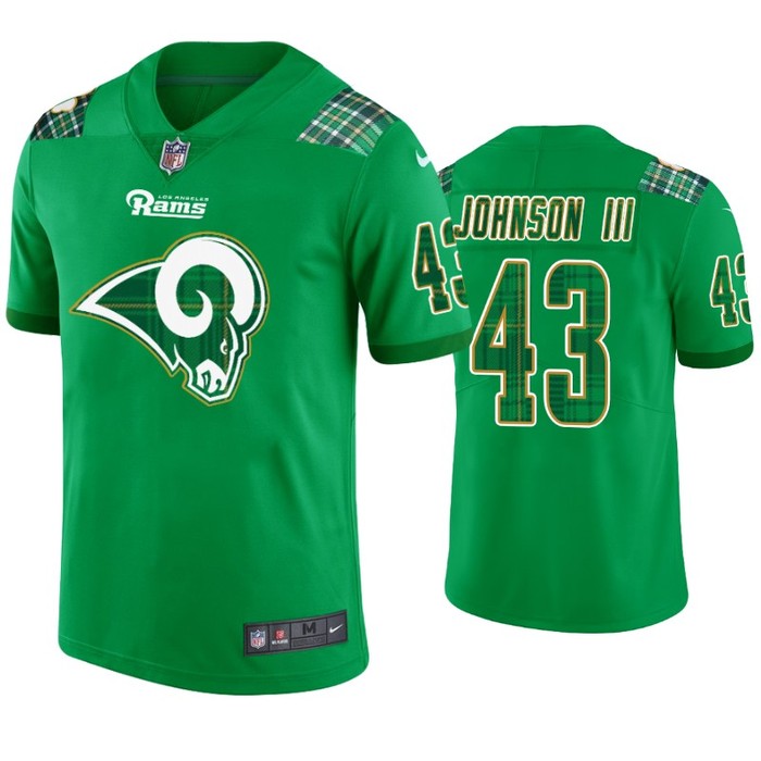 Los Angeles Rams #43 John Johnson Jersey St. Patricks Day Kelly Green Lucky - Men - Cocomos