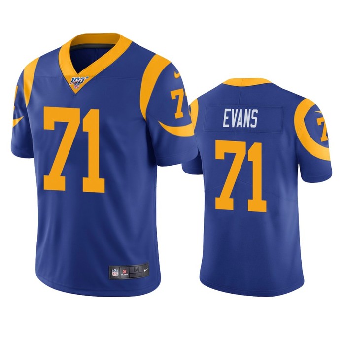 Los Angeles Rams Bobby Evans Royal 100th Season Vapor Limited Jersey - Cocomos