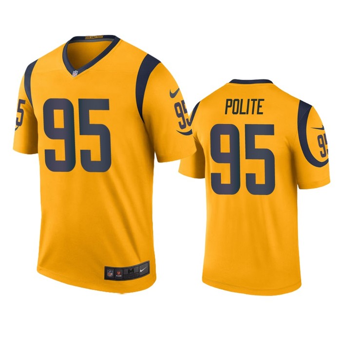 Los Angeles Rams Jachai Polite Gold Color Rush Legend Jersey - Cocomos