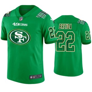 Matt Breida San Francisco 49ers #22 Jersey St. Patricks Day Kelly Green Lucky - Men - Cocomos