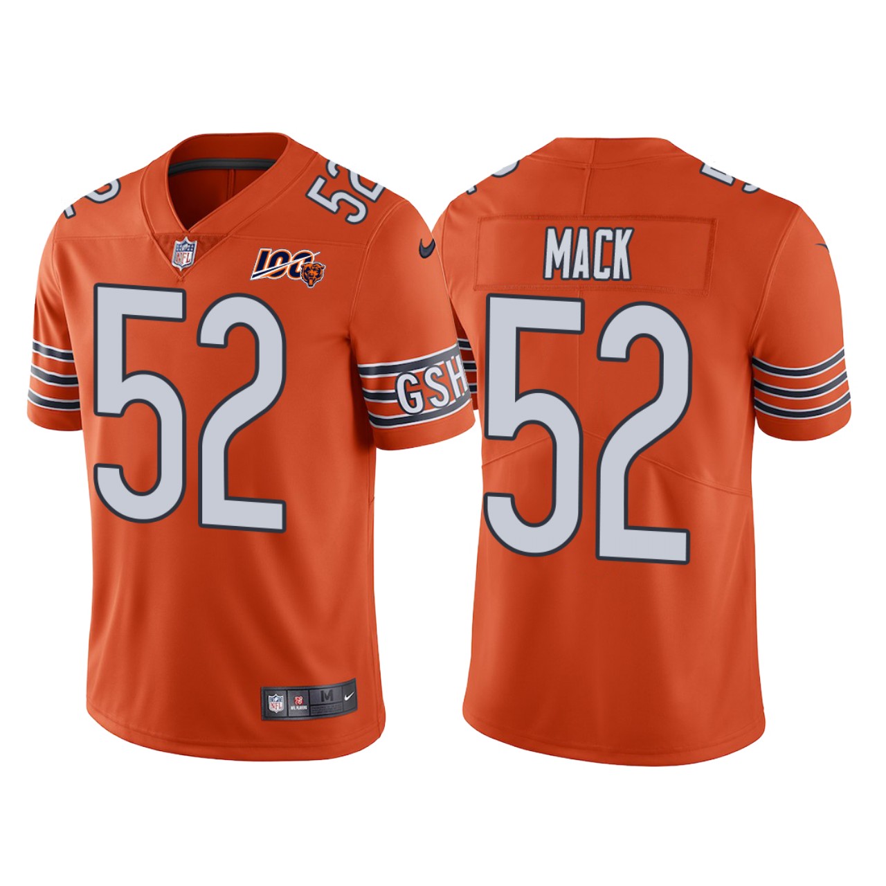 Men Chicago Bears 100th Anniversary Khalil Mack Orange Vapor Limited Jersey - Cocomos