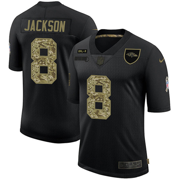 Mens Baltimore Ravens #8 Lamar Jackson Black Camo Salute To Service Limited Nfl Jersey - Cocomos