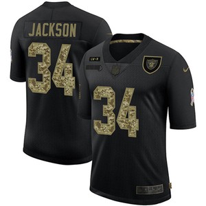 Mens Las Vegas Raiders #34 Bo Jackson Black Camo Salute To Service Limited Stitched Nfl Jersey