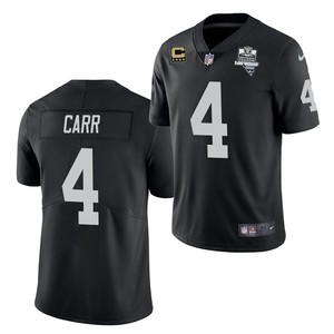 Mens Las Vegas Raiders #4 Derek Carr Black 2020 Inaugural Season With C Patch Vapor Limited Stitched Nfl Jersey - Cocomos