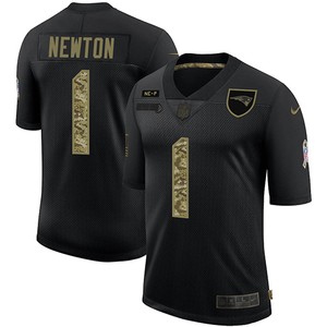 Mens New England Patriots #1 Cam Newton 2020 Black Camo Salute To Service Limited Stitched Nfl Jersey