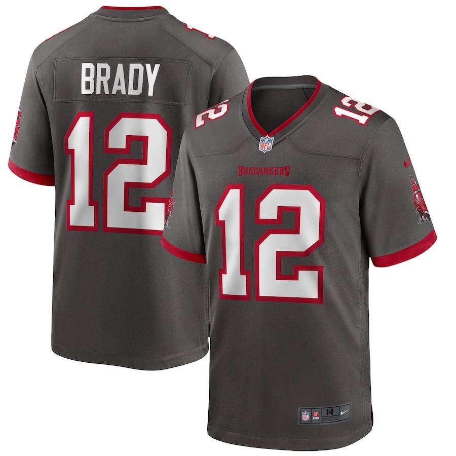 Mens Tampa Bay Buccaneers Tom Brady Nike Pewter Alternate Game Jersey - Cocomos