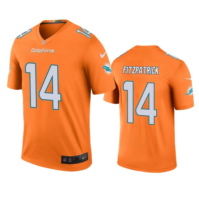 Miami Dolphins #14 Ryan Fitzpatrick Orange Color Rush Legend Jersey - Men