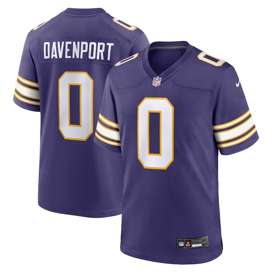 Minnesota Vikings #0 Marcus Davenport Classic Player Game Jersey - Purple - Cocomos