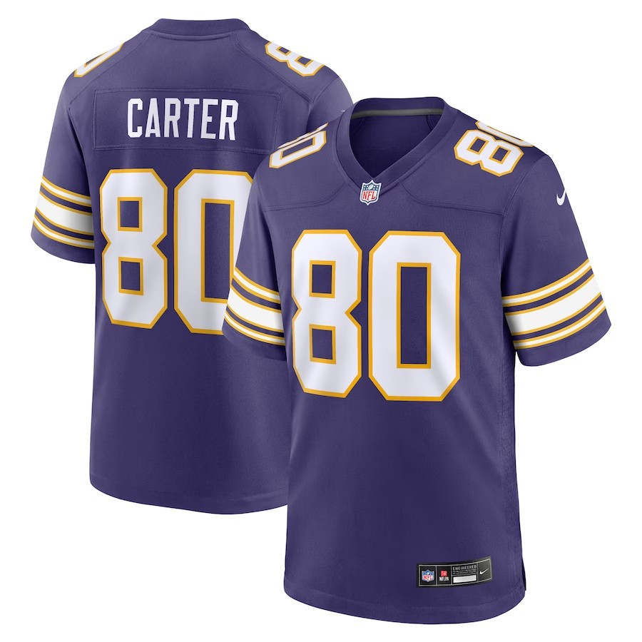 Minnesota Vikings #80 Chris Carter Classic Retired Player Game Jersey - Purple - Cocomos