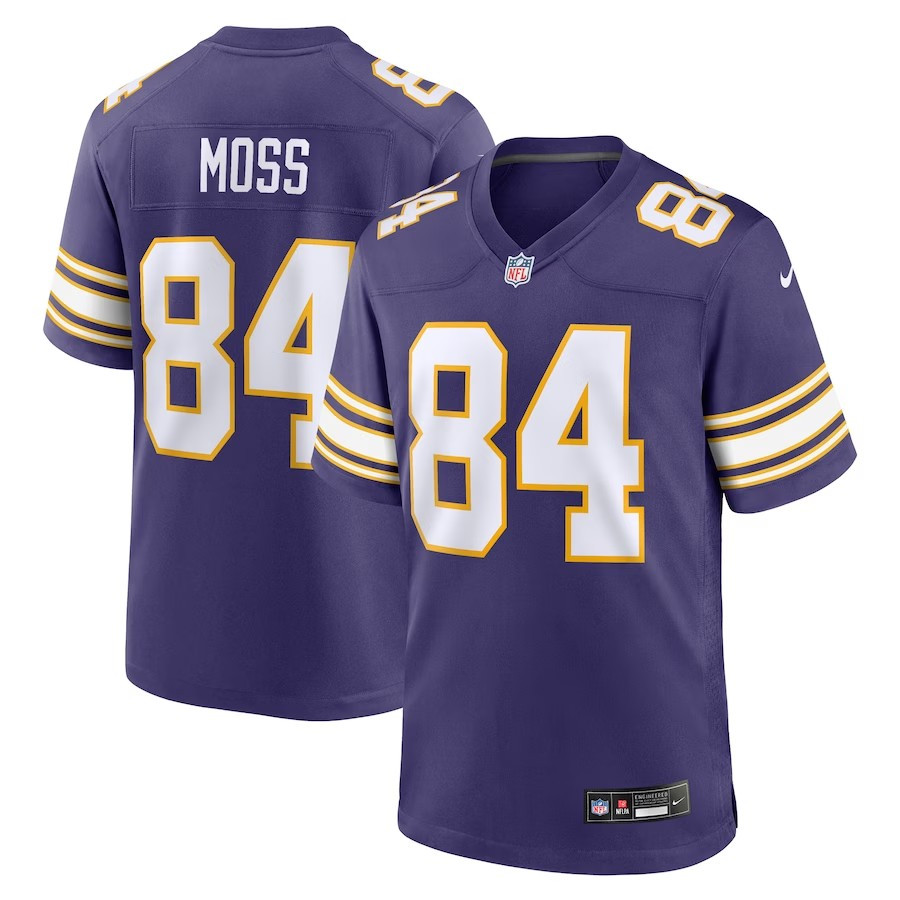 Minnesota Vikings #84 Randy Moss Classic Retired Player Game Jersey - Purple - Cocomos