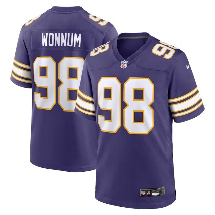 Minnesota Vikings #98 Dj Wonnum Classic Player Game Jersey - Purple - Cocomos