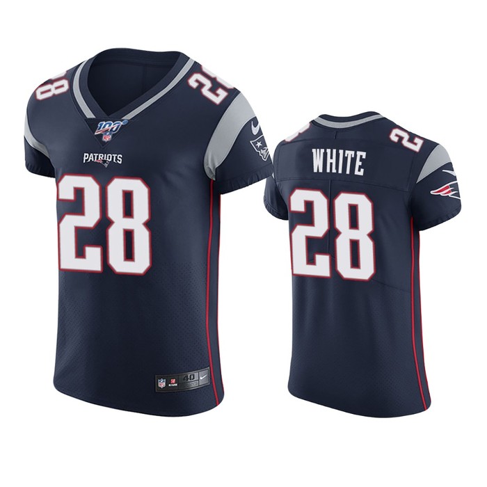 New England Patriots James White Navy 100th Season Vapor Elite Jersey - Cocomos