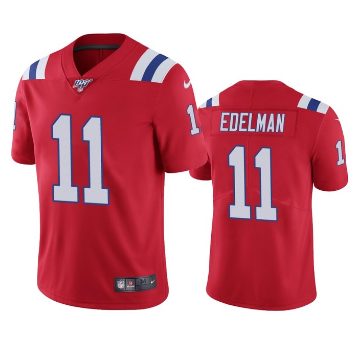 New England Patriots Julian Edelman Red 100th Season Vapor Limited Jersey