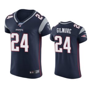 New England Patriots Stephon Gilmore Navy 100th Season Vapor Elite Jersey - Cocomos