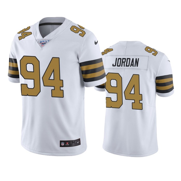 New Orleans Saints Cameron Jordan White 100th Season Color Rush Jersey