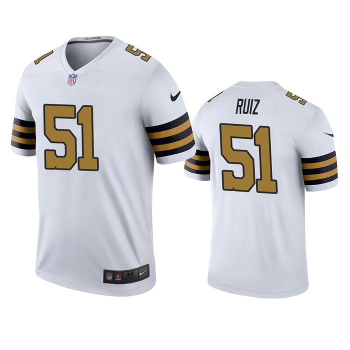 New Orleans Saints Cesar Ruiz White Color Rush Legend Jersey - Mens