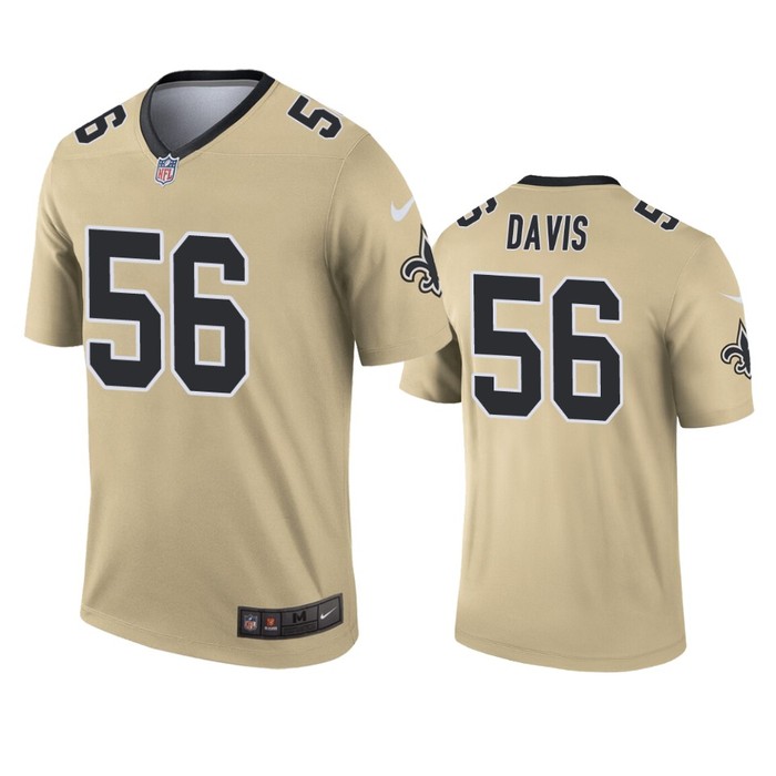 New Orleans Saints Demario Davis Gold Inverted Legend Jersey - Cocomos