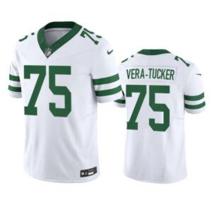 New York Jets #75 Alijah Vera Tucker White 2023 Fuse Vapor Limited Throwback Jersey - Cocomos