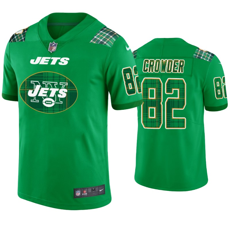 New York Jets #82 Jamison Crowder Jersey St. Patricks Day Kelly Green - Mens - Cocomos