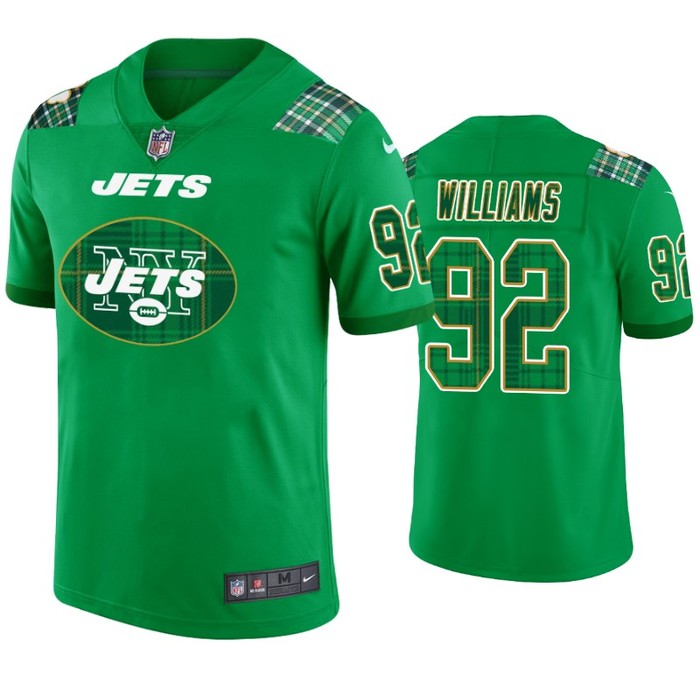 New York Jets #95 Leonard Williams Jersey St. Patricks Day Kelly Green Lucky - Men