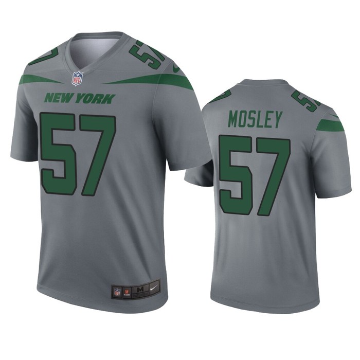 New York Jets C.j. Mosley Gray Inverted Legend Jersey