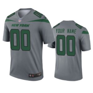 New York Jets Custom Gray Inverted Legend Jersey - Cocomos