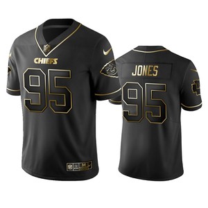 Nfl 100 Chris Jones Kansas City Chiefs Black Golden Edition Vapor Untouchable Limited Jersey - Mens