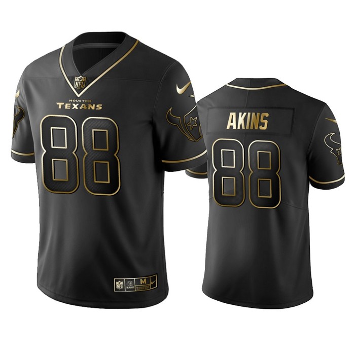 Nfl 100 Commercial Jordan Akins Houston Texans Black Golden Edition Vapor Untouchable Limited Jersey - Mens