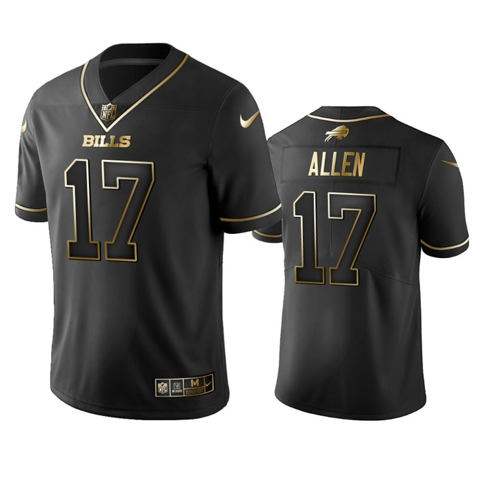 Nfl 100 Commercial Josh Allen Buffalo Bills Black Golden Edition Vapor Untouchable Limited Jersey - Mens