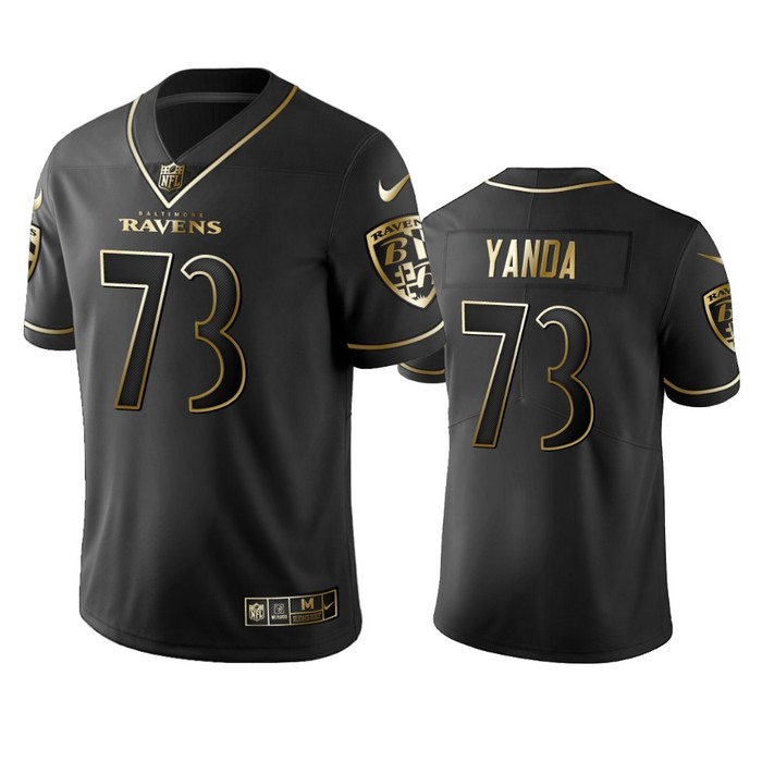 Nfl 100 Commercial Marshal Yanda Baltimore Ravens Black Golden Edition Vapor Untouchable Limited Jersey - Mens