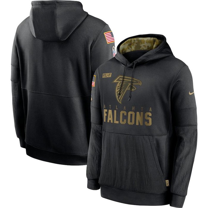 Nike Atlanta Falcons Black 2020 Salute To Service Sideline Performance Pullover Hoodie