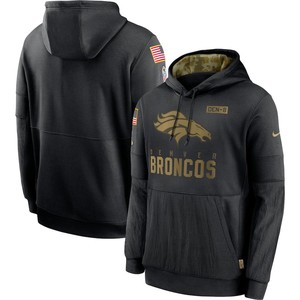 Nike Denver Broncos Black 2020 Salute To Service Sideline Performance Pullover Hoodie - Cocomos