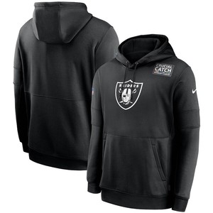 Nike Las Vegas Raiders Black Crucial Catch Sideline Performance Pullover Hoodie - Cocomos