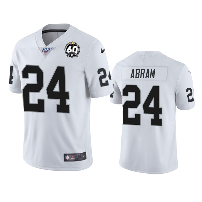 Oakland Raiders Johnathan Abram White 60th Anniversary Vapor Limited Jersey - Cocomos