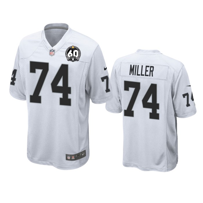 Oakland Raiders Kolton Miller White 60th Anniversary Game Jersey - Cocomos