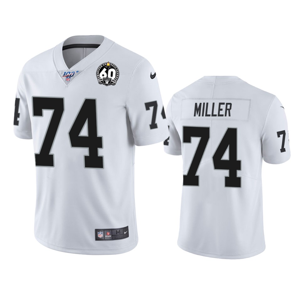 Oakland Raiders Kolton Miller White 60th Anniversary Vapor Limited Jersey - Cocomos