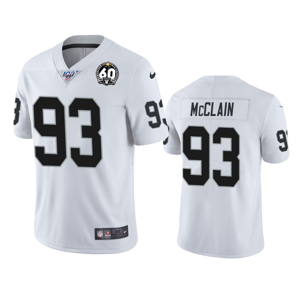 Oakland Raiders Terrell Mcclain White 60th Anniversary Vapor Limitd Jersey - Cocomos