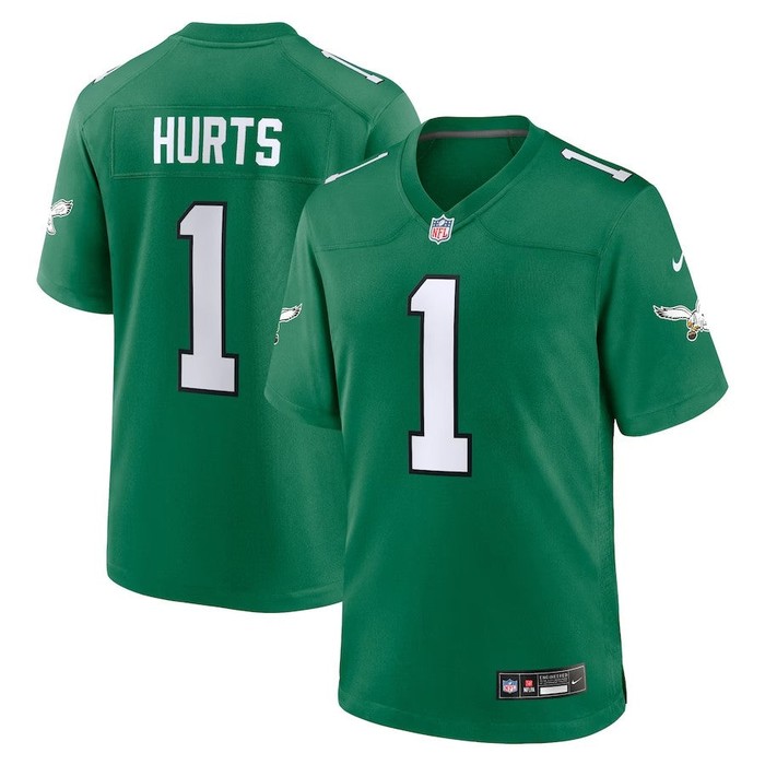 Philadelphia Eagles #1 Jalen Hurts Alternate Game Player Jersey - Kelly Green - Cocomos