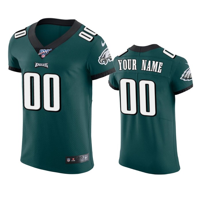 Philadelphia Eagles Custom Midnight Green 100th Season Vapor Elite Jersey - Cocomos