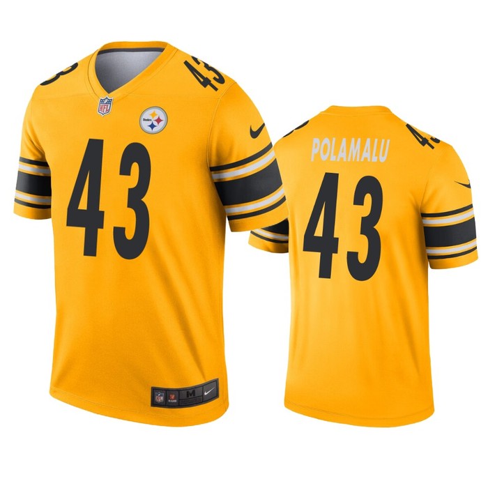 Pittsburgh Steelers Troy Polamalu Gold Inverted Legend Jersey - Cocomos