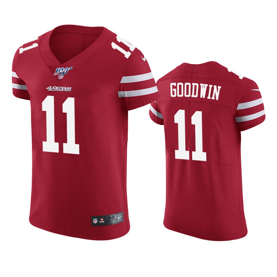 San Francisco 49ers Marquise Goodwin Scarlet 100th Season Vapor Elite Jersey - Cocomos