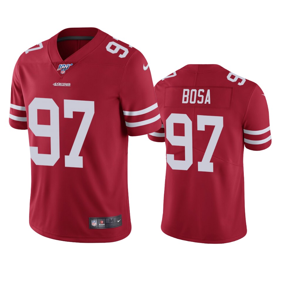 San Francisco 49ers Nick Bosa Scarlet 100th Season Vapor Limited Jersey - Cocomos