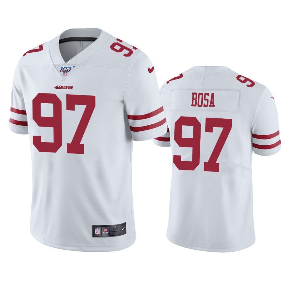 San Francisco 49ers Nick Bosa White 100th Season Vapor Limited Jersey - Cocomos