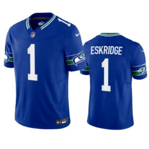 Seattle Seahawks #1 Dee Eskridge Royal 2023 Fuse Vapor Limited Throwback Jersey - Cocomos