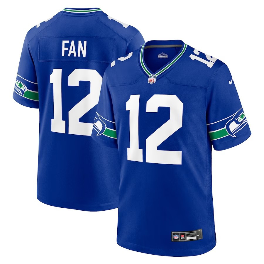 Seattle Seahawks #12 12th Fan Throwback Player Game Jersey - Royal - Cocomos