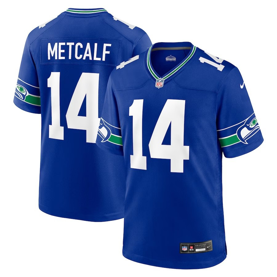 Seattle Seahawks #14 Dk Metcalf Throwback Player Game Jersey - Royal - Cocomos