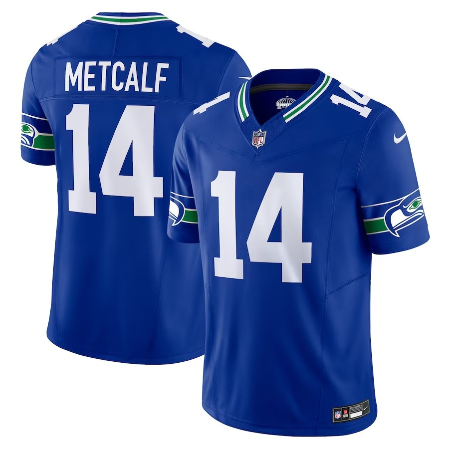 Seattle Seahawks #14 Dk Metcalf Throwback Vapor Fuse Limited Jersey - Royal - Cocomos