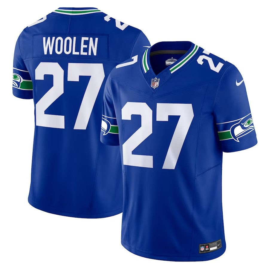 Seattle Seahawks #27 Tariq Woolen Throwback Vapor Fuse Limited Jersey - Royal - Cocomos