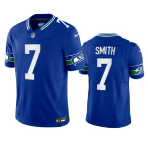 Seattle Seahawks #7 Geno Smith Royal 2023 Fuse Vapor Limited Throwback Jersey - Cocomos