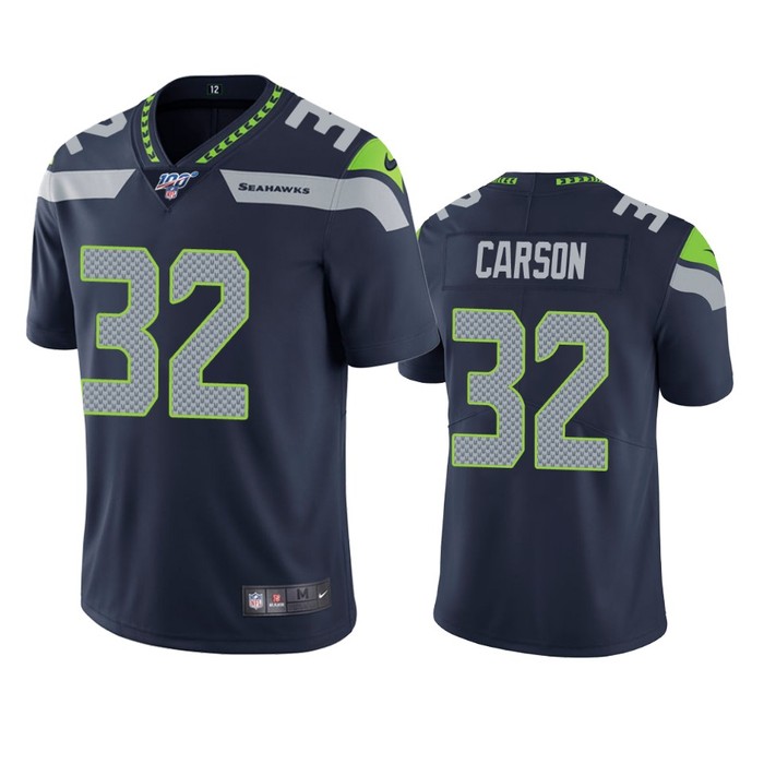 Seattle Seahawks Chris Carson Navy 100th Season Vapor Limited Jersey - Cocomos